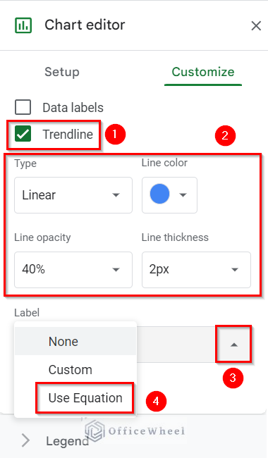 Selecting Use Equation Label