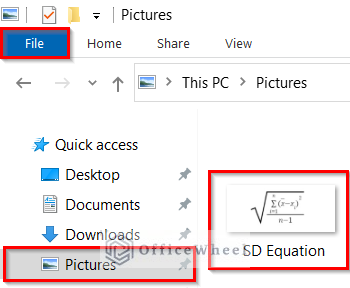 Browsing the screenshot of equation from computer File Explorer