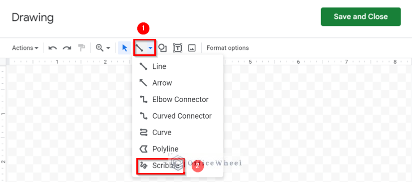 Selecting Scribble feature from Line options