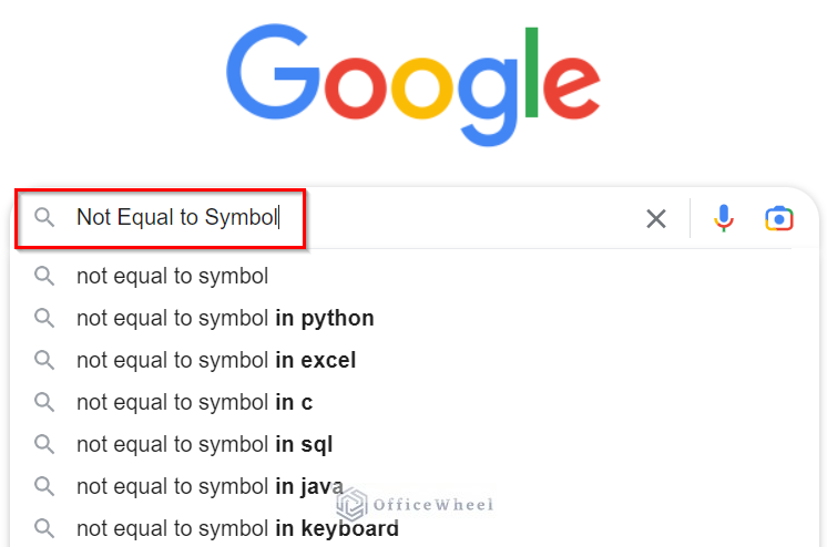Performing Google Search for not Equal to Symbol
