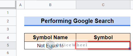 Opening Google Sheets File to Insert Not Equal to Symbol