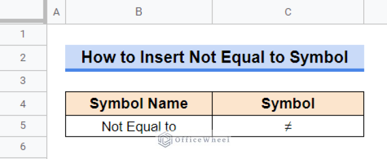 How to Insert Not Equal to Symbol in Google Sheets (4 Easy Ways)