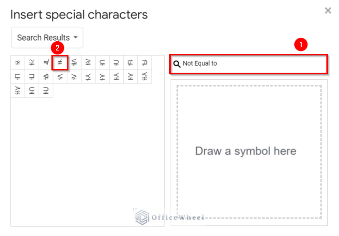 Selecting Not Equal to Symbol