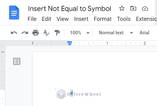 Copying Not Equal to Symbol from Google Docs File