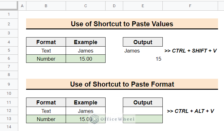 overview of the article to paste special shortcut in Google Sheets