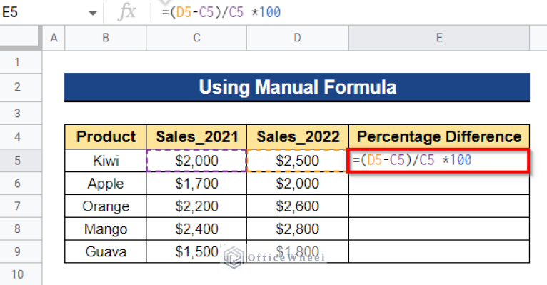 calculate-percentage-difference-between-two-numbers-in-google-sheets