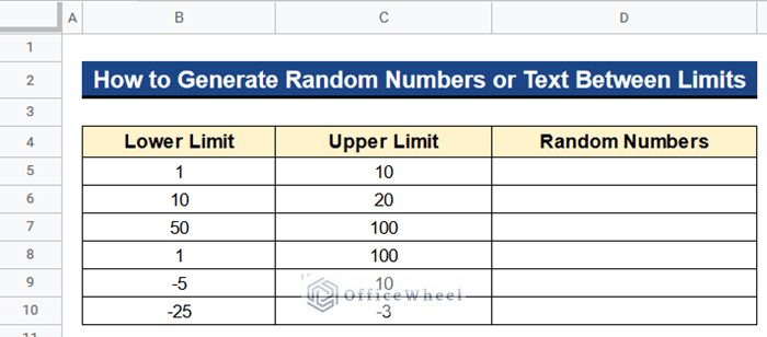 How to Generate Random Numbers or Text Between Limits in Google Sheets