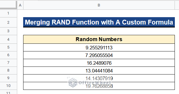 Merging RAND Function with A Custom Formula to Generate Random Numbers or Text Between Limits in Google Sheets