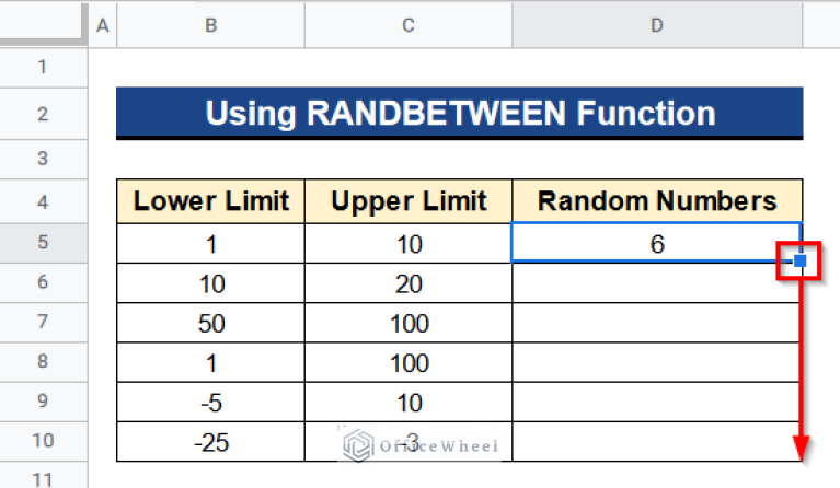 Generate Random Numbers or Text Between Limits in Google Sheets