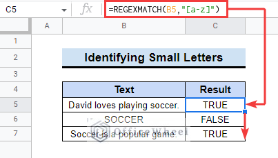 Identifying Small Case Letters in Text Strings