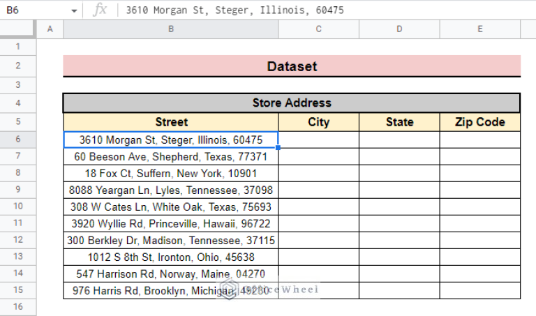 How to Split Address in Google Sheets (3 Easy Methods)