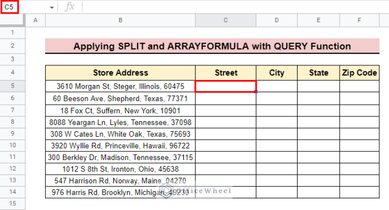How to Split Address in Google Sheets (3 Easy Methods)