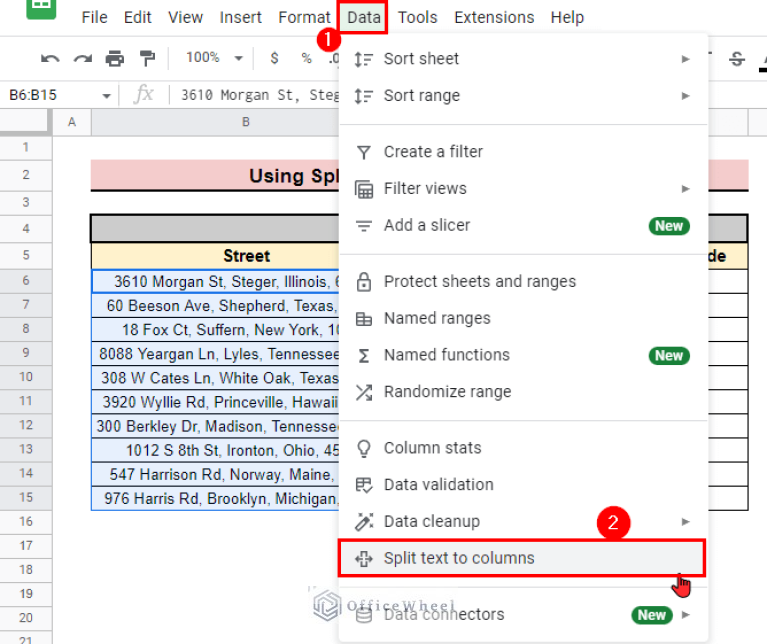 How to Split Address in Google Sheets (3 Easy Methods)