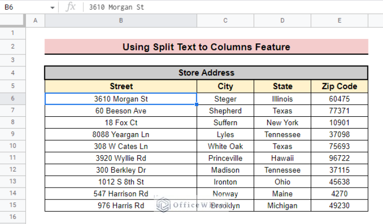 How to Split Address in Google Sheets (3 Easy Methods)