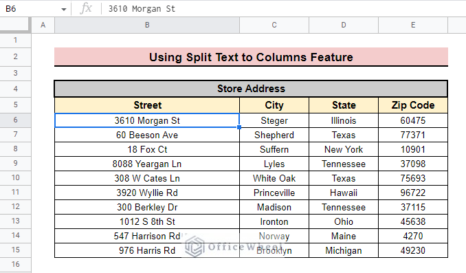 How to Split Address in Google Sheets (3 Easy Methods)
