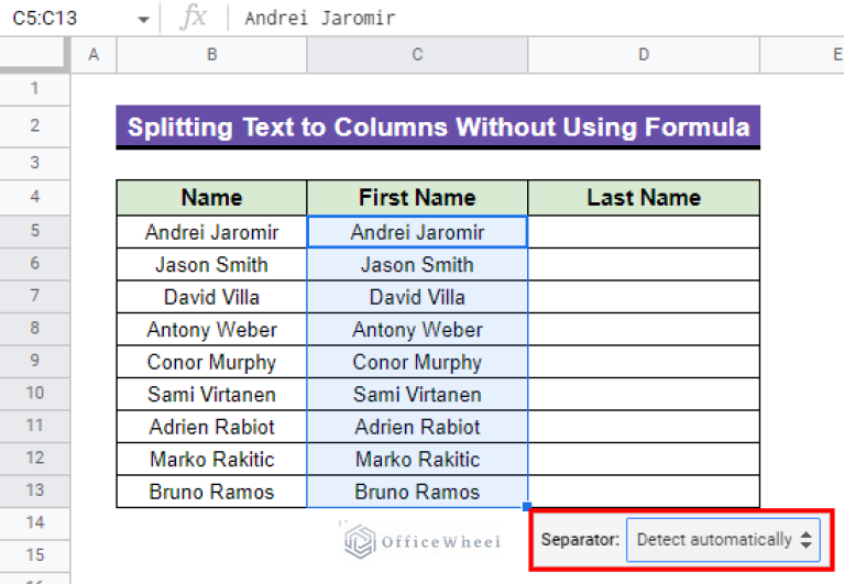 How to Split Text to Columns Using Formula in Google Sheets