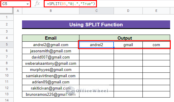 inserting SPLIT function For Multiple Types of Delimiters in google sheets