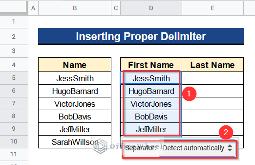 Split Text to Columns Operation Is Not Working in Google Sheets