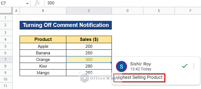 Turn Off Comment Notifications in Google Sheets