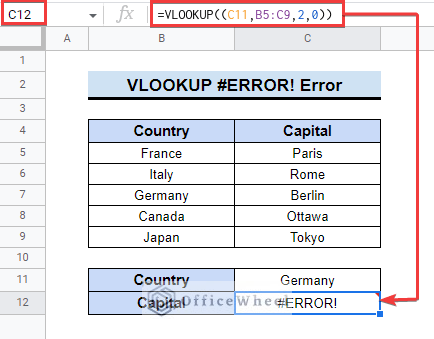 VLOOKUP #ERROR Error in Google Sheets