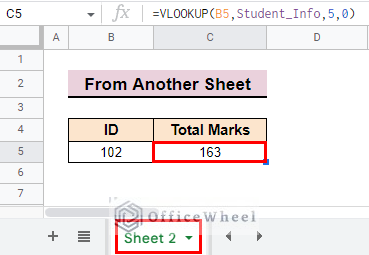 final result after applying vlookup with named range from another sheet in google sheets