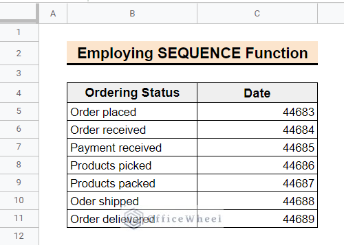 sequential date value after using the SEQUENCE formula