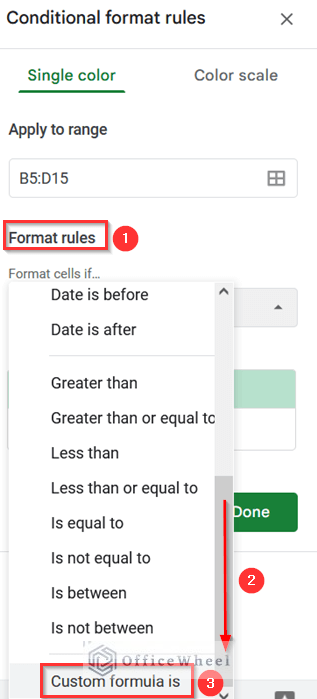 Selecting Custom Formula Is Option