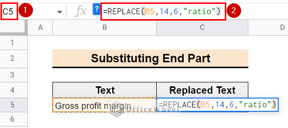 inserting formula for replacing the end part
