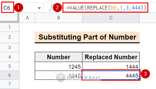 inserting replace function to substitute part of number