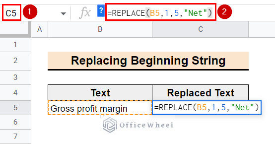 Inserting formula for replacing the beginning of string