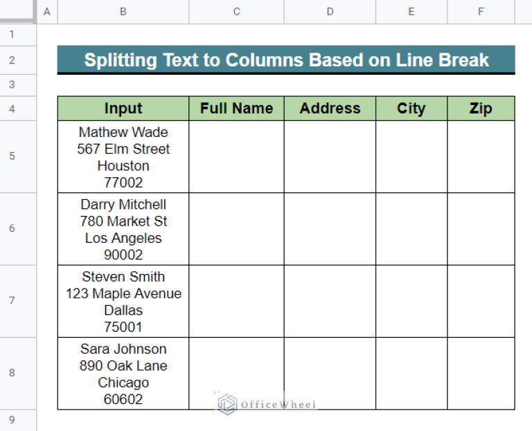 How to Split Text to Columns Based on Line Break in Google Sheets