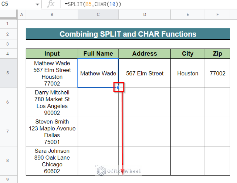 How to Split Text to Columns Based on Line Break in Google Sheets