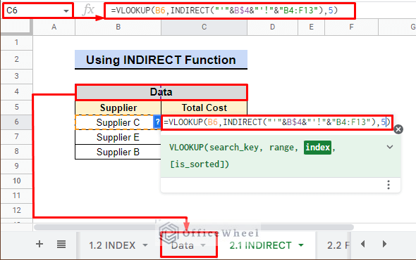 using indirect function with vlookup