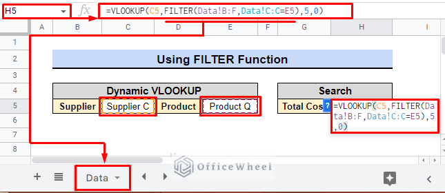 using filter function with vlookup