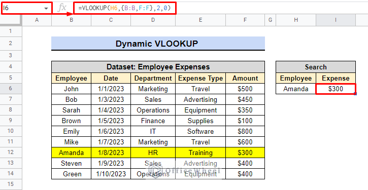 benefit of using dynamic vlookup in google sheets