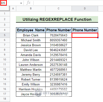 select cell to insert regexreplace formula