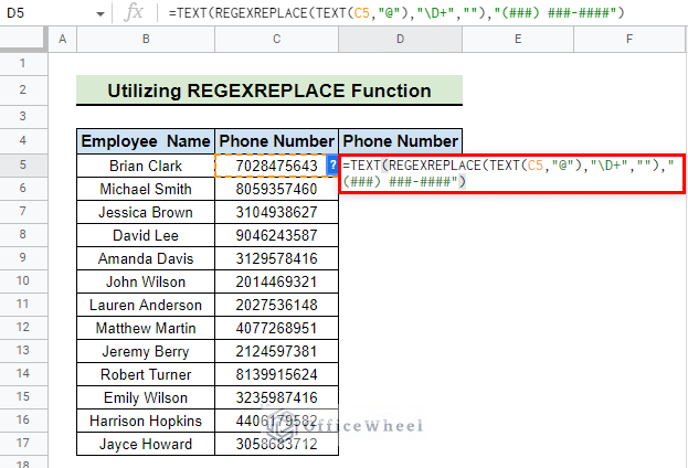 insert formula to add parentheses in google sheets with regexreplace