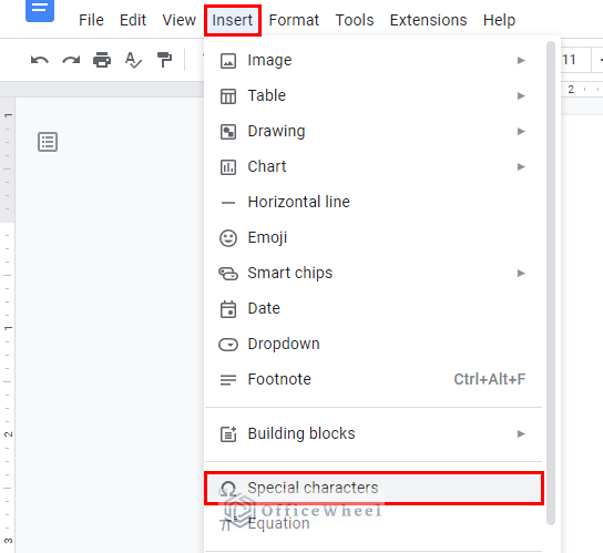 select special characters from google docs