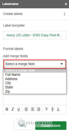 Inserting and Formatting Labels to Print Labels from Google Sheets 